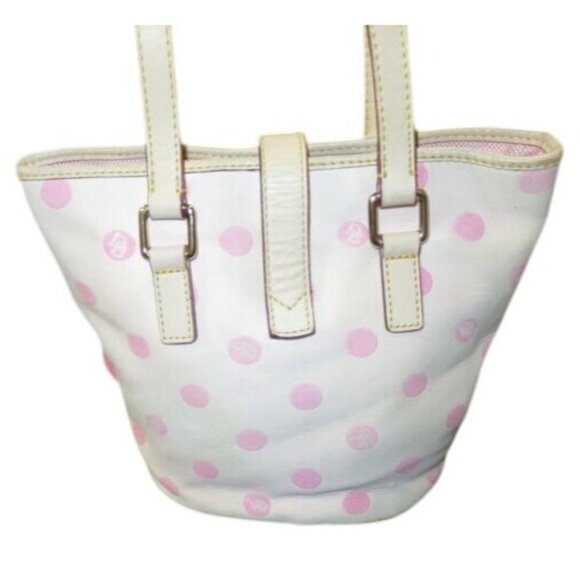 Dooney & Bourke Small Pink Canvas Polka Dot Shoulder crossbody Bag Vintage Y2K - Picture 2 of 15